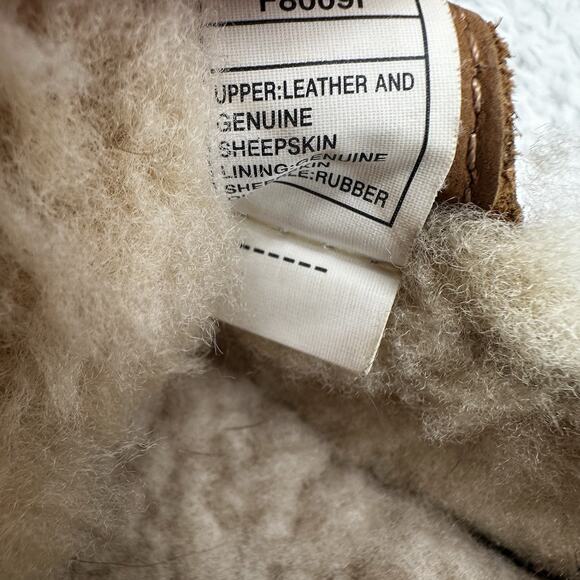 Ugg Slipper Mens 9 Leather Sheepskin Chestnut Moc Toe Lace up - Picture 9 of 10